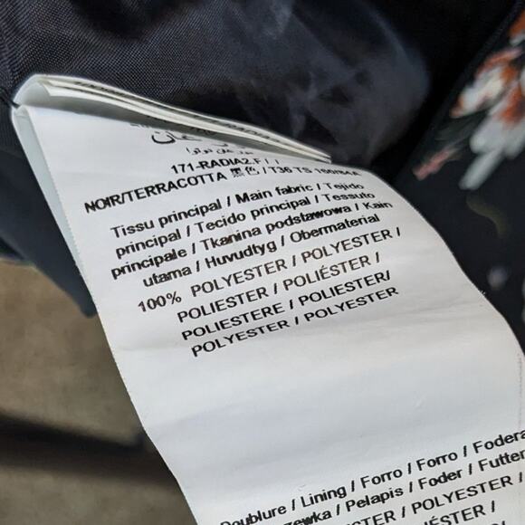 Cinq à Sept Black Terracotta Floral Cold Shoulder Satin Mini Dress - Picture 8 of 8